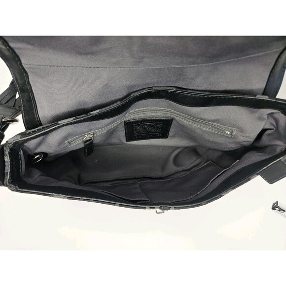 COACH Twist Lock Shoulder Bag Black Canvas Leather Trim C0769-10993Braided - Picture 6 of 11